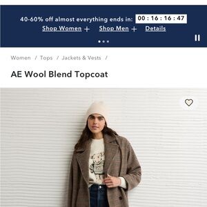 American Eagle Outfitters Brown Check Wool Blend Trench Coat